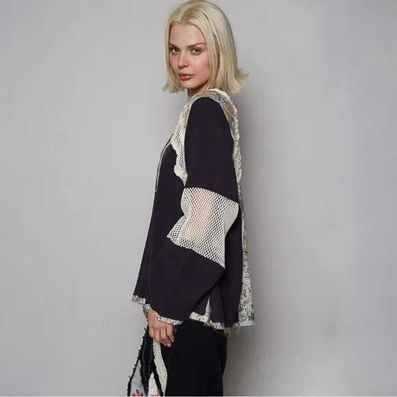 POL Round Neck Long Sleeve Double Gauze Top - Picture 5 of 7